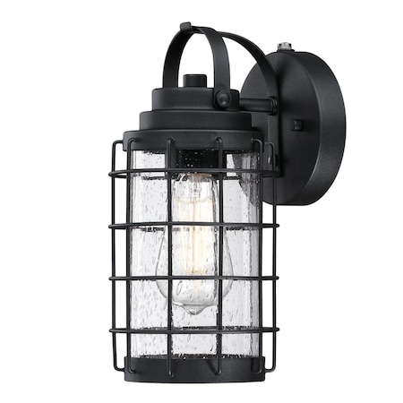 Westinghouse Fixture Wall Outdoor 60W Dusk to Dawn Jupiter Point Txt, Black Clear Sd Glass 6122300